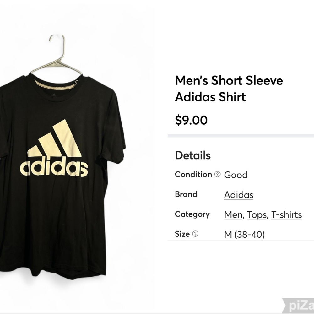 Adidas Men's Black and Gold Short Sleeve Tee